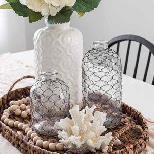 Farmhouse Tassel Bead Garland 70" Natural Wood Boho Bead Decor Natural Jute